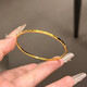 海上羅孚黃金光面素圈手鐲女士新款999足金米字窄版極細鐲子送女友禮物 手鐲包裝定金