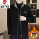 皮爾卡丹（pierre cardin）呢子外套男秋冬季加厚短款毛呢夾克男士休閑冬裝加絨立領(lǐng)夾克 M8298黑色加絨 3XL (150-165斤)