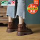 卡帝樂鱷魚（CARTELO）真皮棕色厚底馬丁靴女2025新款夏季薄款頭層牛皮復(fù)古機(jī)車厚底短靴 棕色單里 37