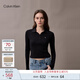 Calvin KleinJeans25秋季新款女士休閑通勤ck刺繡羅紋彈力長(zhǎng)袖POLO衫47D288G