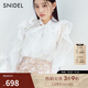 SNIDEL春夏氣質(zhì)淑女荷葉邊蝴蝶結系帶印花襯衫SWFB241133 白色 均碼 （F）