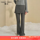 糖力商場(chǎng)同款 美式復古假兩件微喇褲 冬新款針織休閑褲長(cháng)褲女 深灰色 S