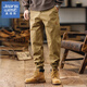 真維斯（Jeanswest）2025新款美式工裝褲子男春季潮牌寬松大碼男士加絨休閑束腳褲男褲 卡其 L