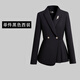威世品夏季高端職業(yè)裝女裝套裝小西裝氣質(zhì)西服工裝珠寶店銷售酒店工作服 單件黑色長袖西裝 L