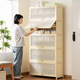 木馬人鞋柜門(mén)口家用大容量鞋架子出租屋室內簡(jiǎn)易多層入戶(hù)一體靠墻收納柜 奶油白-七層80長(cháng)