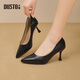 大東通勤鞋女鞋2025春季新款簡(jiǎn)約細跟高跟鞋套腳尖頭0803 黑色 【單里-跟高7.3CM】 37