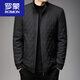 羅蒙（ROMON）秋冬季立領(lǐng)棉衣男薄款菱形格子棉襖中年男士棉服爸爸裝外套 黑色 3XL