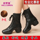 哈羅曼新款舞蹈靴女真皮軟底廣場(chǎng)舞鞋舞靴跳舞女鞋女士水兵舞鞋爵士舞鞋 M8123黑色加絨5CM跟高 35 (225mm)