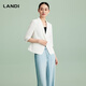 藍(lán)地（LANDI）[禪意光澤]LANDI優(yōu)雅氣質(zhì)修身短款小西裝外套女五分袖夏新品 純白色 S