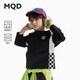 馬騎頓（MQD）【吸濕速干】MQD童裝男童長(cháng)袖T恤兒童打底衫棋盤(pán)格圓領(lǐng)上衣 黑色 140