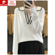 皮爾卡丹（pierre cardin）2024春秋100羊毛衫女寬松小香風(fēng)翻領(lǐng)毛衣軟糯針織打底衫氣質(zhì)百搭 白色 M