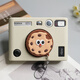 JUNESTAR相機包適用于富士拍立得Instax EVO Mini 40/90硅膠套相機包防摔殼拍立得相機軟包相機套 硅膠套EVO 象牙白+餅干被咬了鏡頭蓋