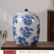 君翔景德鎮(zhèn)青花茶葉罐大號(hào)陶瓷儲(chǔ)存茶密封特大茶餅罐山水儲(chǔ)茶缸防潮 青花山水-大號(hào) 28餅 1個(gè)