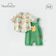歡喜小熊 男童襯衫夏季背帶褲兩件套兒童純棉短袖套裝薄款寶寶童裝衣服 神秘朋友 80 (建議10-18月身高73-80cm)