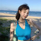 辛皇 掛脖吊帶背心女夏季新款辣妹網(wǎng)紅炸街ins潮外穿美背短款抹胸上衣 藍(lán)色 均碼 建議70-120斤