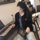蜜樂奇2025秋冬新款針織外套女愛心v領(lǐng)針織開衫駝色毛衣外搭ins超火潮 黑色 M 80-95斤