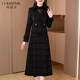可蓓兒氣質(zhì)格紋小香風(fēng)套裝裙女秋冬新款貴夫人高檔品牌輕奢兩件套 3XL