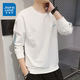 真維斯（Jeanswest）圓領(lǐng)衛衣男秋冬季新款男裝休閑寬松套頭打底衫男士長(cháng)袖t恤男 2012白色 L