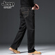 JEEP SPIRIT牛仔褲男秋冬新款寬松直筒彈力休閑褲子男裝闊腿加絨加厚長(cháng)褲 020黑色 36