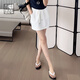 美洋（MEIYANG）綿綿半裙索羅娜空氣層減齡口袋松緊腰休閑直筒短裙休閑夏季半身裙 米白色 S