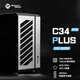 方糖機械大師 酷方 C34PLUS 視界 側透水冷 小型 ATX 手提便攜臺式電腦鋁合金 水冷機箱 月光銀 官方標配