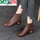 卡帝樂(lè )鱷魚(yú)輕奢高檔低跟小短靴女2025年冬季新款真皮鞋平底棕色馬丁靴子新品 棕色(加絨) 37
