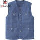 AEMAPE美國蘋(píng)果多口袋坎肩戶(hù)外男裝大碼背心中老年爸爸父親休閑工作牛仔 深藍色 5255實(shí)物色比圖深 2XL