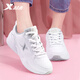 特步女鞋運動(dòng)鞋女春季新款老爹鞋子女士軟底時(shí)尚休閑鞋女韓版跑步鞋 白色9760（皮面） 37