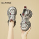 達芙妮（DAPHNE）女鞋春秋新款厚底老爹鞋運動(dòng)休閑鞋防滑春款學(xué)生女生跑步鞋 槍色 單層 跟高7cm 36 (230mm)