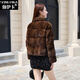 頌伊卡進(jìn)口貂皮大衣女整貂短款時(shí)尚方領(lǐng)皮草外套冬季2024裘皮大衣輕奢款 咖啡色 M 105