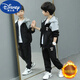 迪士尼（Disney）男童秋裝套裝新款洋氣潮兒童中大童套裝春秋運動(dòng)服開(kāi)衫兩件套男 【拼色開(kāi)衫套裝】08黑 加絨款 150