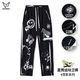 維動(dòng)（VEIDOORN）霓影花褲子九分男秋季美式籃球訓練運動(dòng)長(cháng)褲寬松直筒休閑衛褲 暗夜黑 L
