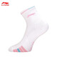 李寧（LI-NING）羽毛球襪中筒毛巾運(yùn)動(dòng)長(zhǎng)襪女款毛巾襪吸濕排汗AWSU084-3白/粉一雙