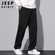 JEEP SPIRIT吉普休閑褲男春夏季韓版闊腿褲子男士垂感直筒褲 黑色 XL