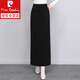 皮爾卡丹（pierre cardin）半身裙女秋冬半身長(cháng)裙到腳踝新款高個(gè)子長(cháng)款毛呢一步裙直筒包 黑色 XL 建議115-125斤