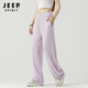 JEEP SPIRIT休閑褲女夏季薄款潮流透氣寬松褲子時尚女裝百搭舒適直筒褲子 淺紫色 L