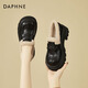 DAPHNE達芙妮樂(lè )福鞋女加絨保暖棉鞋冬季新款美拉德英倫風(fēng)厚底小皮鞋毛毛鞋 黑色加絨 跟高6cm 36 (230mm) 標準碼