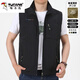 啄木鳥(niǎo)馬甲男夏季多口袋中年攝影旅游登山背心薄款釣魚(yú)大碼坎肩速干外套 1906黑色 【常規】 XL
