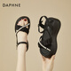 達芙妮（DAPHNE）厚底羅馬涼鞋女2025夏季新款軟底松糕女鞋仙女風(fēng)一字帶輕便沙灘鞋 黑色 37