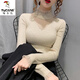 啄木鳥(niǎo)加厚打底衫內搭秋冬2025新款半高領(lǐng)蕾絲拼接鏤空毛衣女洋氣修身 杏色 XL