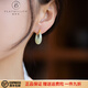 鉑米龍PLATMILLON和田玉銀耳環(huán)女碧玉耳墜輕奢耳釘綠色圓形國(guó)風(fēng)耳圈耳飾送老婆禮物 青玉款