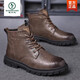 啄木鳥(niǎo)馬丁靴男頭層牛皮軟底高幫加絨棉鞋男百搭潮流復古工裝靴男短靴 6503棕色加絨款 40
