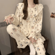 JIOESC睡衣女款春秋季娃娃領(lǐng)長袖甜美可愛卡通公主風(fēng)大碼家居服兩件套裝 開衫蛋糕貓咪 L 【100-120斤】