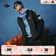 adidas經(jīng)典復(fù)古三條紋雙拉鏈寬松夾克外套男女春季阿迪達(dá)斯三葉草   黑色   XS