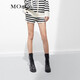 MO&Co.圈圈紗肌理黑白條紋寬松高腰短褲休閑褲褲子女摩安珂 黑白條色 M 165