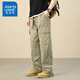 真維斯（Jeanswest）褲子男款春秋季純棉直筒寬松大碼工裝褲加絨美式闊腿休閑長(cháng)褲顯瘦 卡其色 【常規】 36 【6XL】建議220-240斤