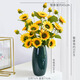 兆族仿真花束向日葵假花客廳餐桌花擺件干花擺設裝飾插花太陽(yáng)花絹花 5支向日葵+大號綠色鵝蛋花瓶