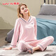 韓彩睡衣女春秋長(cháng)袖長(cháng)褲女士家居服套裝 TA2203729 裸粉 M