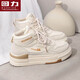 回力春季新款女鞋高幫板鞋百搭潮流鞋子0840 米色-四季款 36
