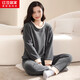 紅豆居家睡衣女士家居服秋冬雙面加厚奧立絨青年潮流羊毛撞色居家服套裝 JBJ700 鯨魚(yú)灰 160/84A 